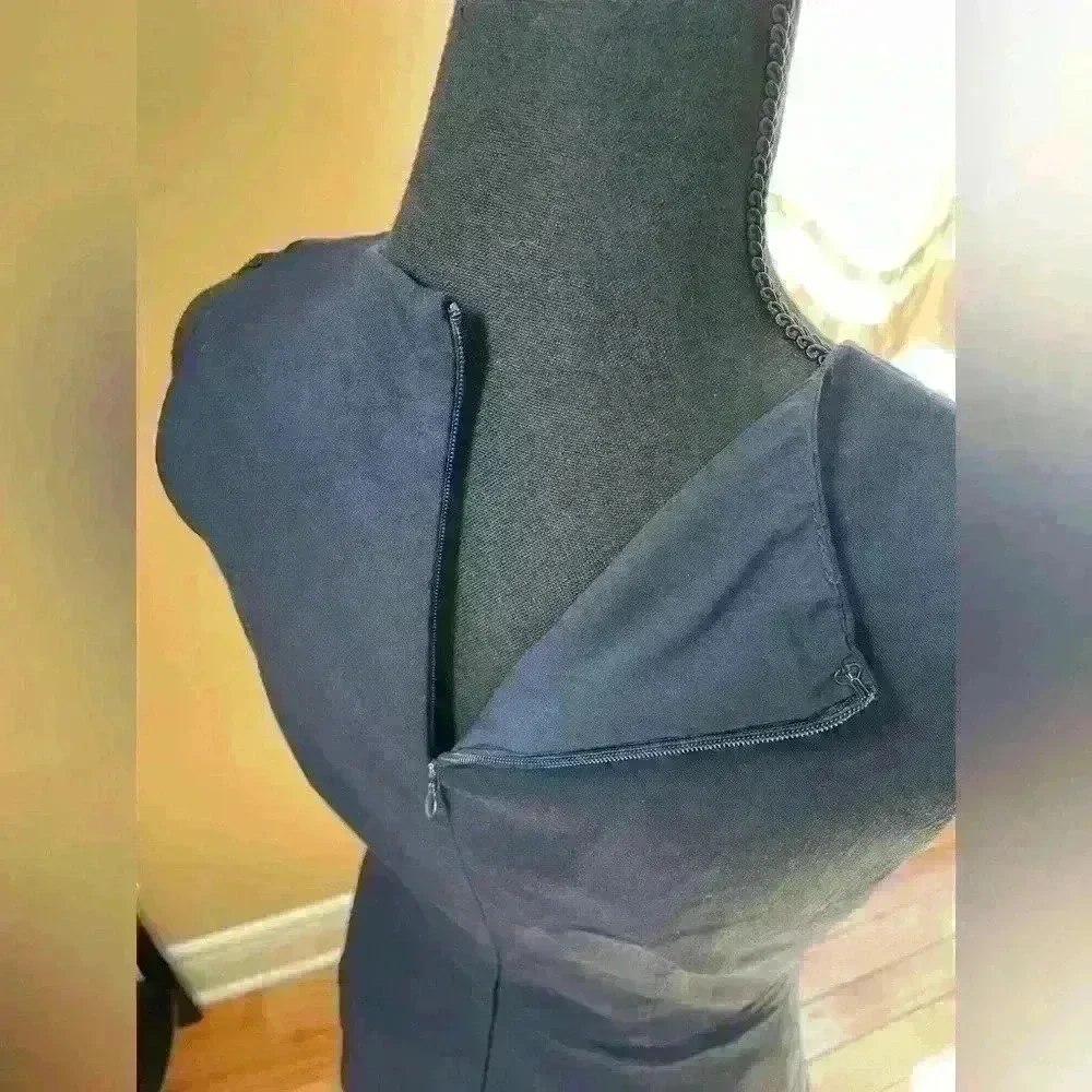 J Mclaughlin Navy Blue Scallop Hem Tiered Sleeveless Sheath Dress Women’s Size 4 - Picture 13 of 14